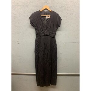 Renditions Women's New York Black Midi‎ Dress Size 10 Cap Sleeve Pleated Waist